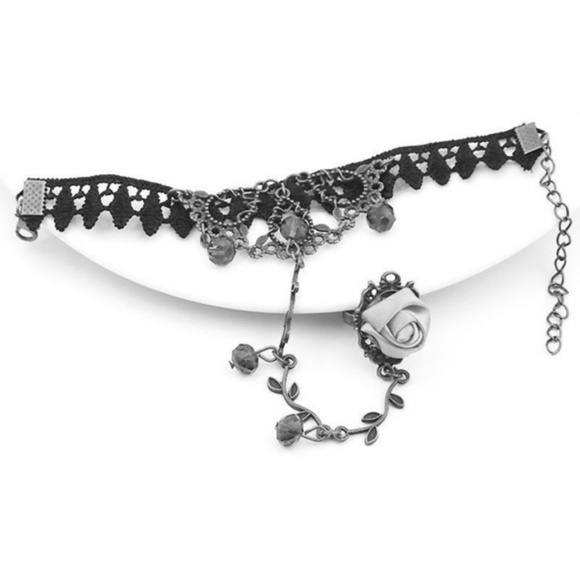 Red Rose Gothic Black Crochet Ring  Bracelet Combo - Picture 7 of 7